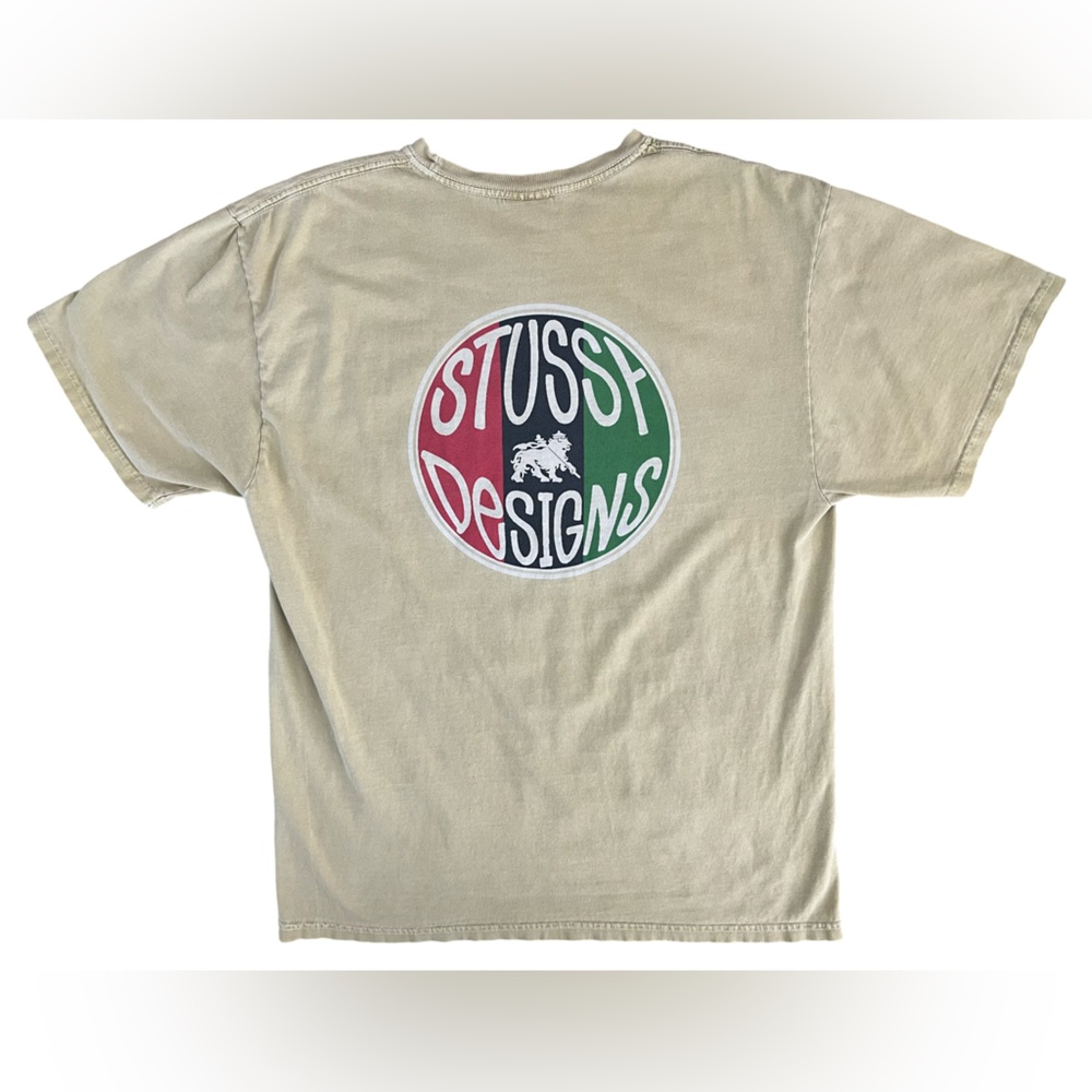 Mens Stussy Designs Multicolor Graphic Print Logo T-Shirt Size Large